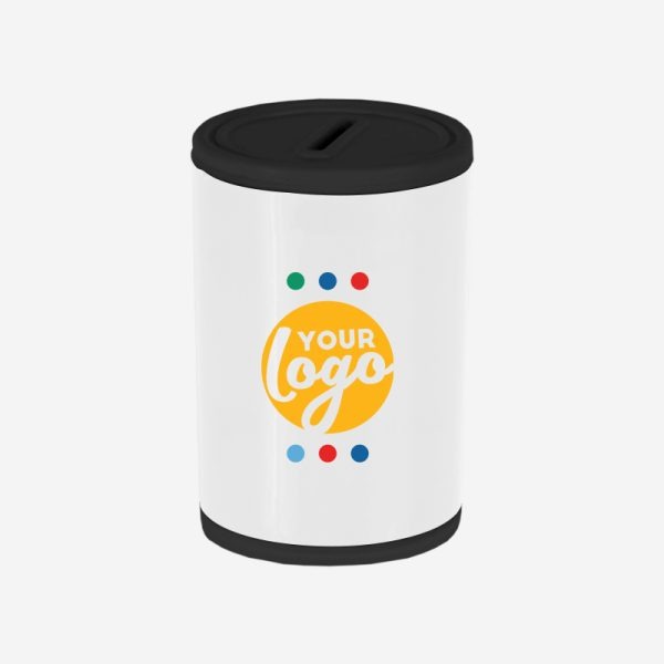 PLASTIC ROUND MONEY BOX BLACK