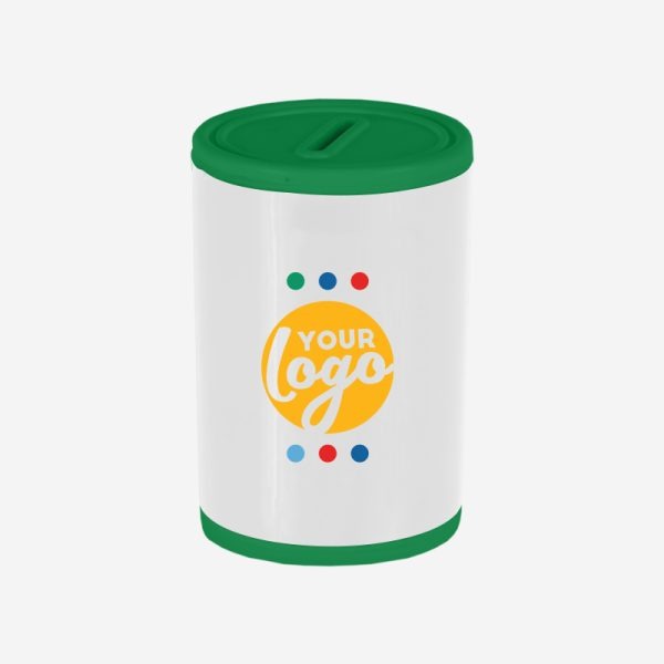 PLASTIC ROUND MONEY BOX E GREEN
