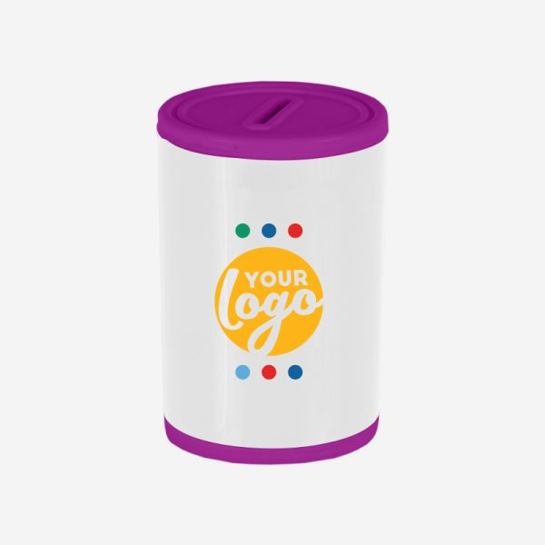 PLASTIC ROUND MONEY BOX GRAPE