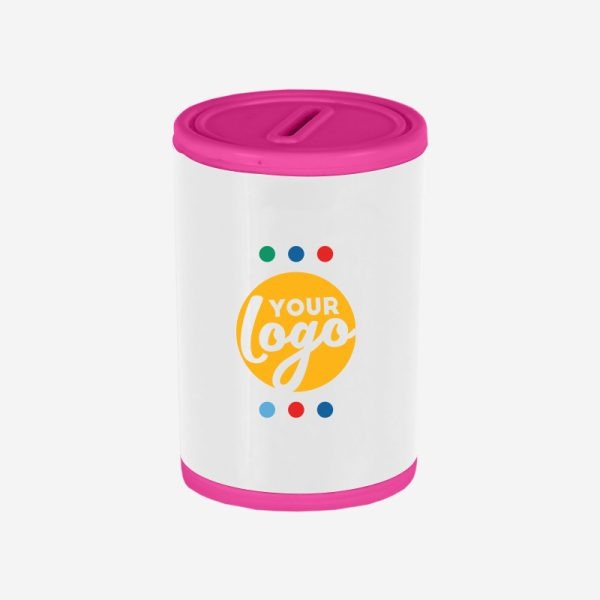 PLASTIC ROUND MONEY BOX MAGENTA