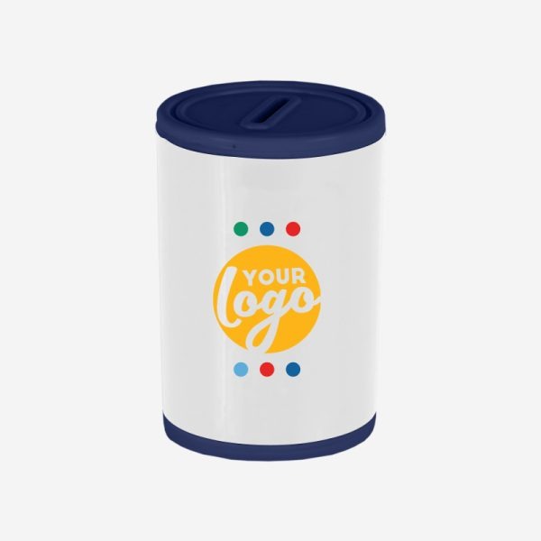 PLASTIC ROUND MONEY BOX N BLUE
