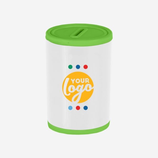 PLASTIC ROUND MONEY BOX N GREEN