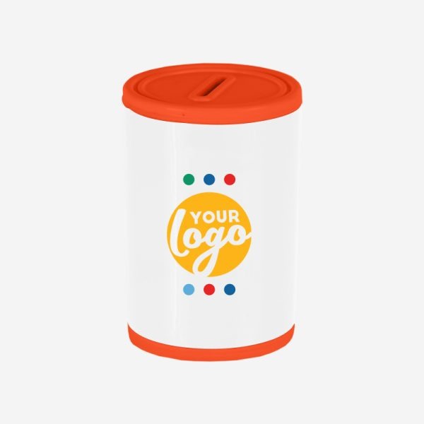 PLASTIC ROUND MONEY BOX ORANGE