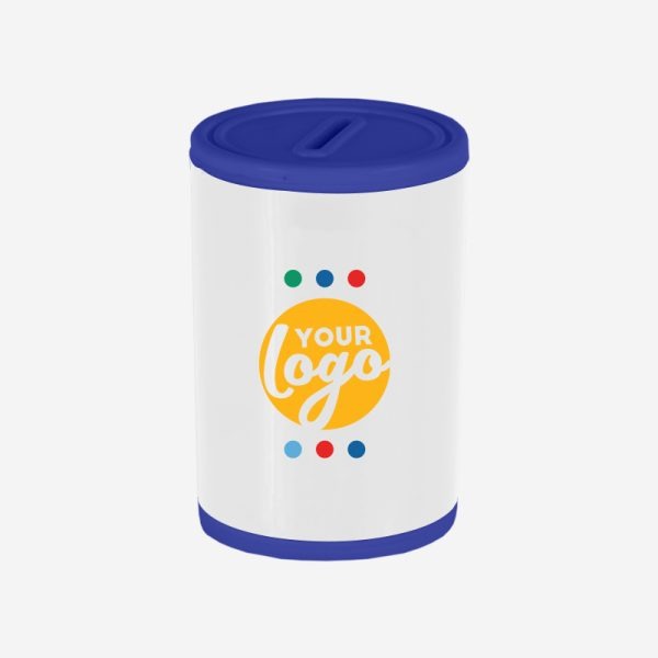 PLASTIC ROUND MONEY BOX R BLUE