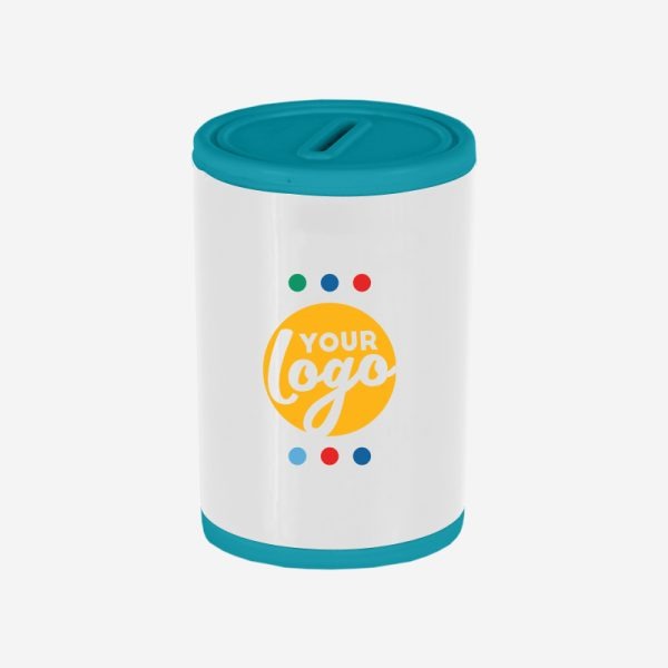 PLASTIC ROUND MONEY BOX TURQ