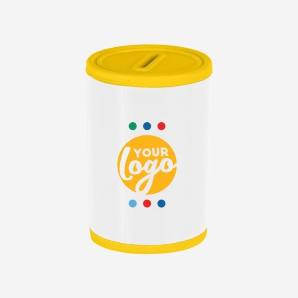PLASTIC ROUND MONEY BOX YELLOW