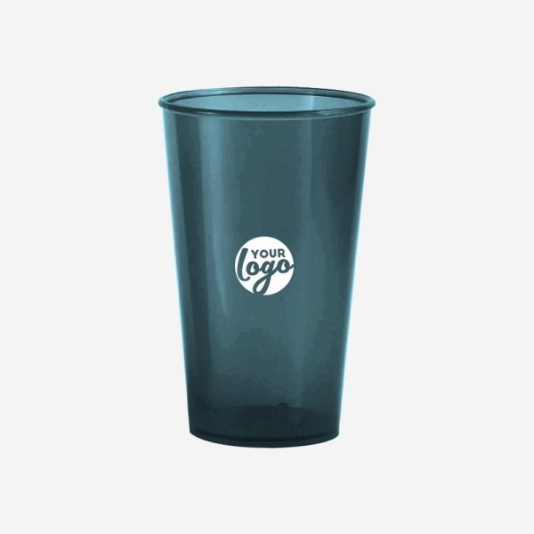 REF 415PS TUMBLER 250ML CLEAR PAD PRINT CHARCOAL