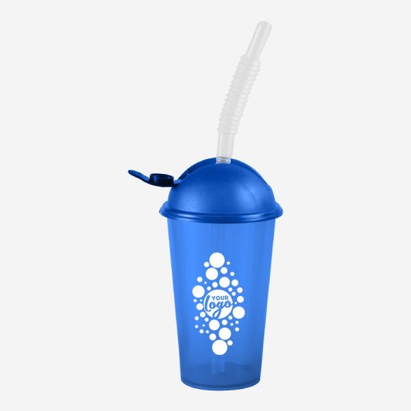 Kiddies Drinking Cup with Cap & Straw - Clear 7 REF 750PSA TUMBLER WITH DOMED SILKSCREEN FLIP CAP STRAW 250ML ROYAL BLUE