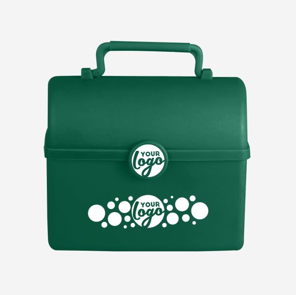 REF 754 TREASURE CHEST SILKSCREEN LUNCHBOX BOTTLE GREEN