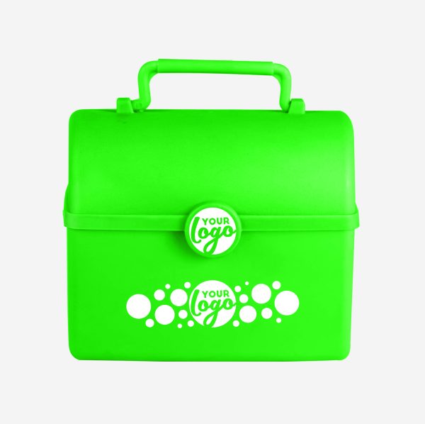 REF 754 TREASURE CHEST SILKSCREEN LUNCHBOX LIME NEON GREEN