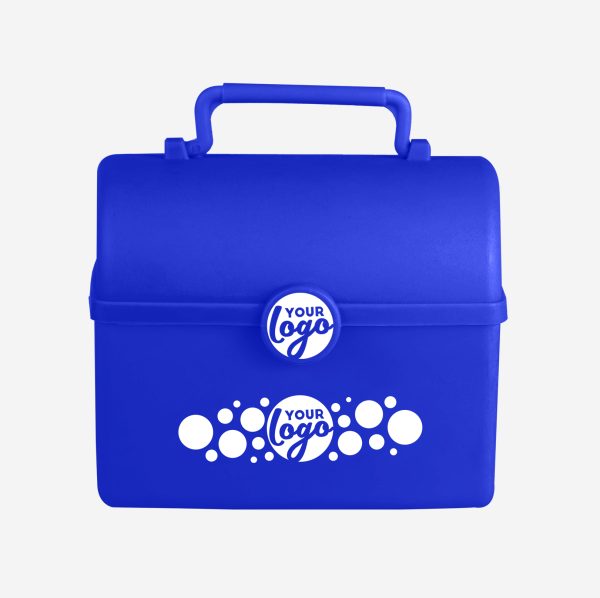 REF 754 TREASURE CHEST SILKSCREEN LUNCHBOX ROYAL BLUE
