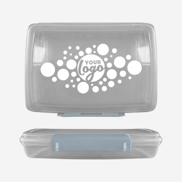 Ref 1758 Clear Lumo Hinged Lunchbox Screen Print – Grey