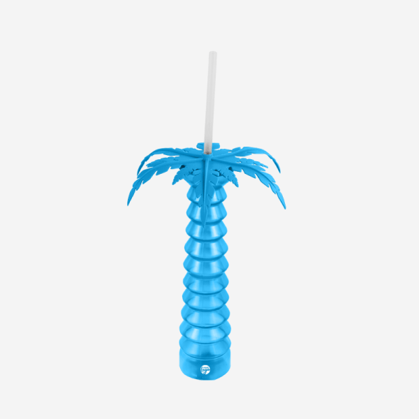 REF 1328 PALM TREE YARD GLASS 500ML CYAN