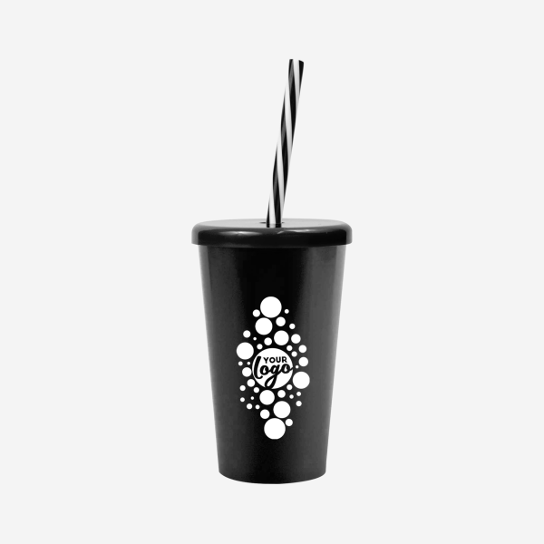 REF 1613 TUCAN TUMBLER W CANDY STRAW 250ML BLACK