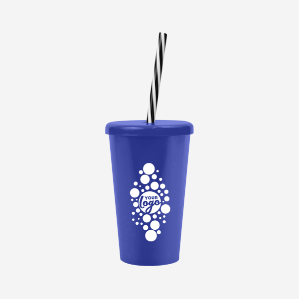 REF 1613 TUCAN TUMBLER W CANDY STRAW 250ML ROYAL BLUE