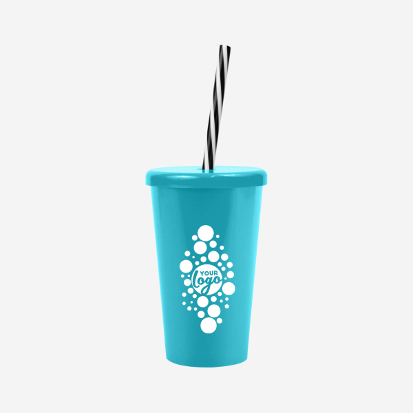 REF 1613 TUCAN TUMBLER W CANDY STRAW 250ML TURQUOISE