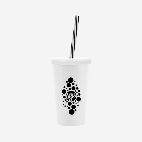 REF 1613 TUCAN TUMBLER W CANDY STRAW 250ML WHITE