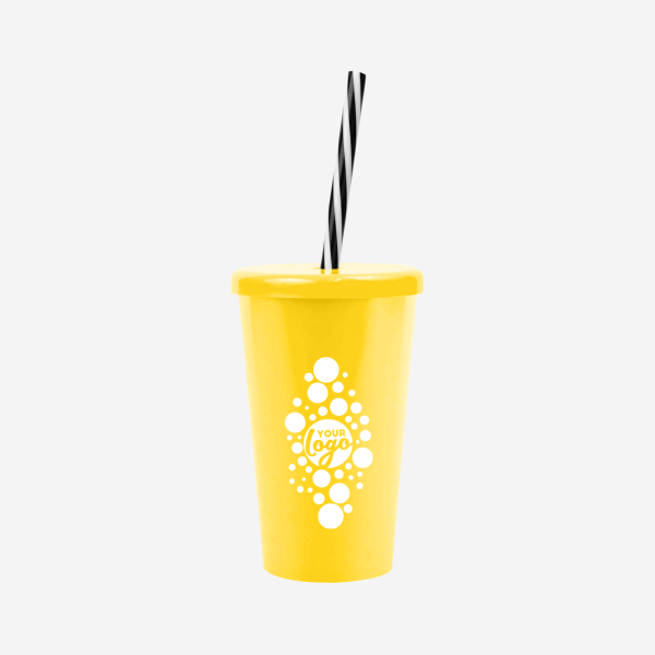 REF 1613 TUCAN TUMBLER W CANDY STRAW 250ML YELLOW