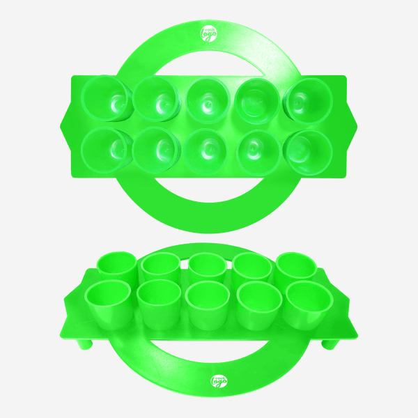 Shot Glass Circular Tray 10 REF 416 TOT GLASS TRAY CIRCULAR SOLID LIME NEON GREEN