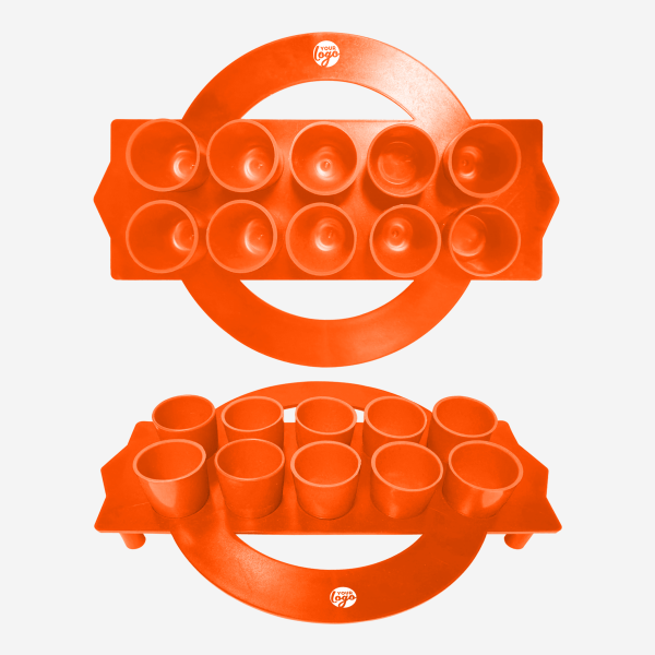 Shot Glass Circular Tray 15 REF 416 TOT GLASS TRAY CIRCULAR SOLID ORANGE