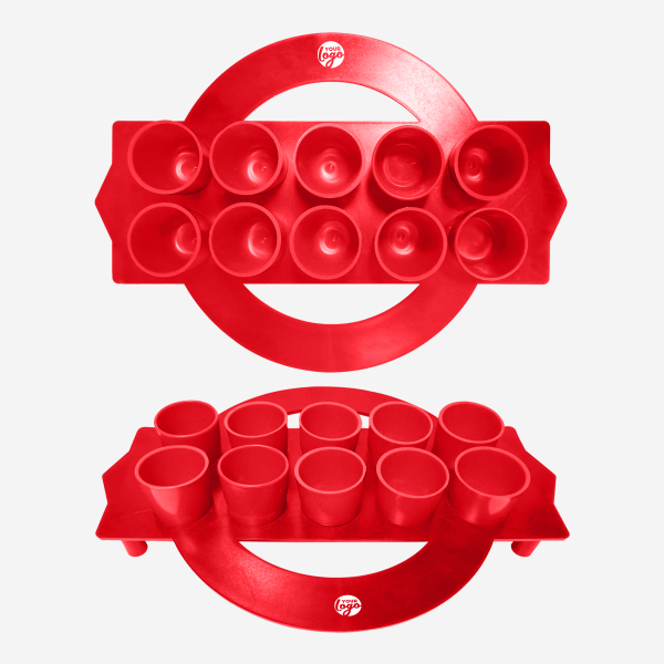 Shot Glass Circular Tray 5 REF 416 TOT GLASS TRAY CIRCULAR SOLID RED