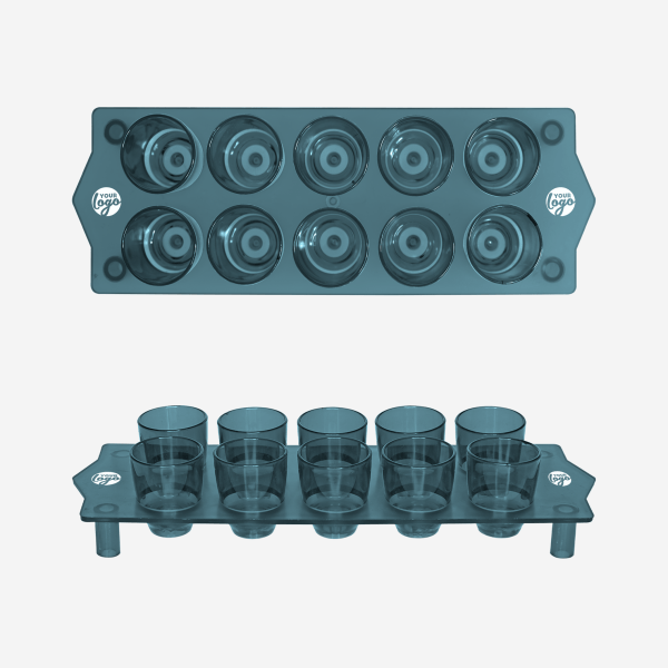 Shot Glass Straight Tray 17 REF 417 TOT STRAIGHT TRAY GLASS CLEAR CHARCOAL