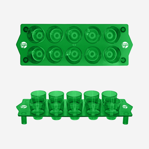 Shot Glass Straight Tray 23 REF 417 TOT STRAIGHT TRAY GLASS CLEAR EMERALD GREEN