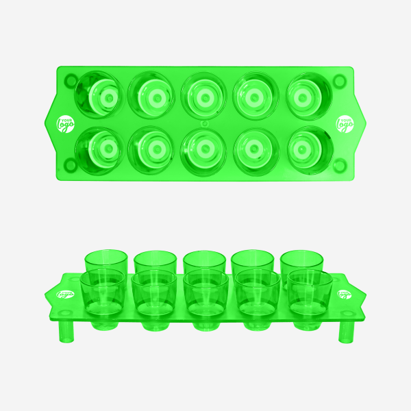 Shot Glass Straight Tray 22 REF 417 TOT STRAIGHT TRAY GLASS CLEAR LIME NEON GREEN