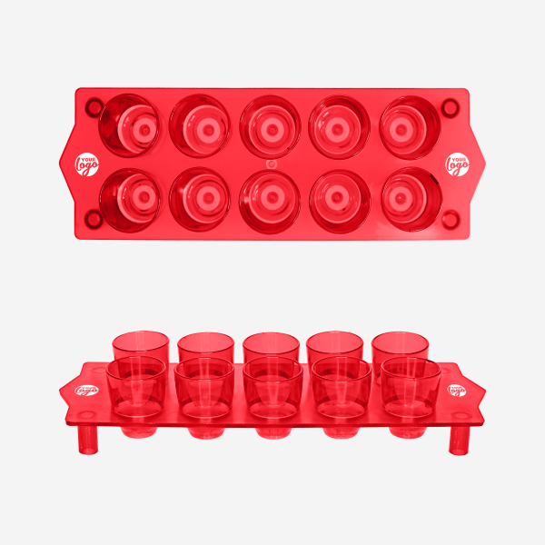 Shot Glass Straight Tray 19 REF 417 TOT STRAIGHT TRAY GLASS CLEAR RED