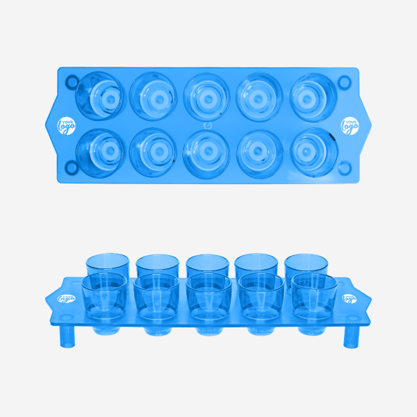 Shot Glass Straight Tray 24 REF 417 TOT STRAIGHT TRAY GLASS CLEAR TURQUOISE