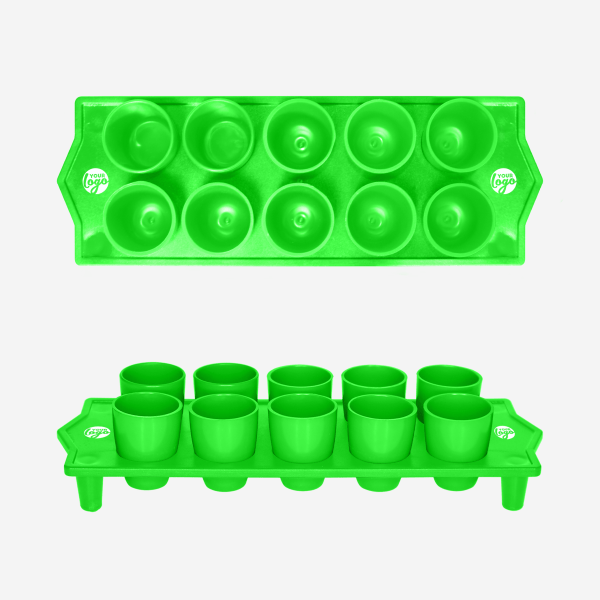 Shot Glass Straight Tray 10 REF 417 TOT STRAIGHT TRAY GLASS SOLID LIME NEON GREEN