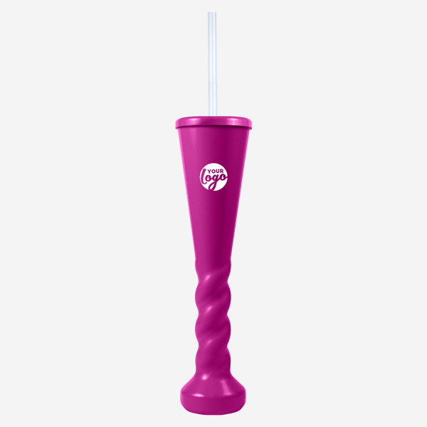 Ref 458 Lumo 450ml Swirl Yard Glass with Cap Straw – Grape