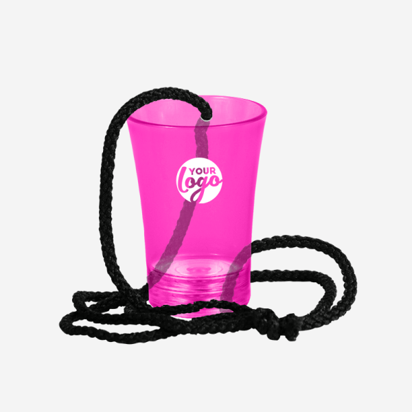 Ref 728 Shot Glasses 50ml With Cord – Clear Magenta