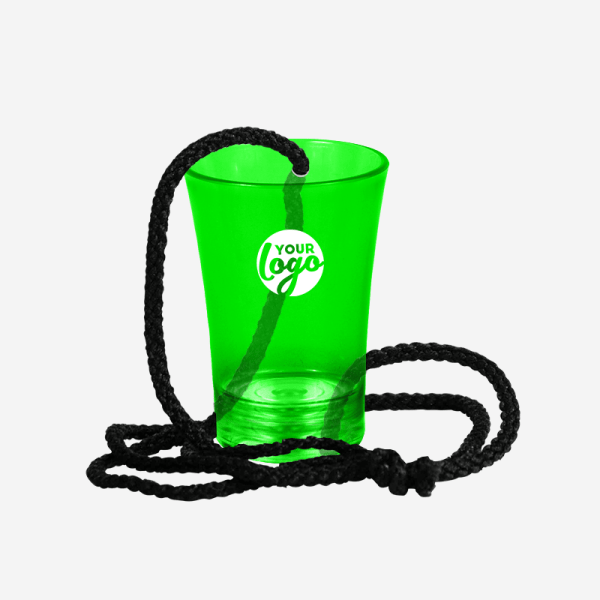 Ref 728 Shot Glasses 50ml With Cord – Clear Neon Green