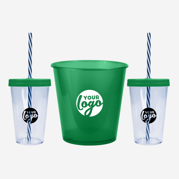 REF 1316 MOVIE NIGHT COMBO 1 POPCORN BUCKET X2 PS CANDY CUPS EMERALD GREEN