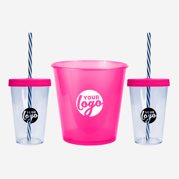 REF 1316 MOVIE NIGHT COMBO 1 POPCORN BUCKET X2 PS CANDY CUPS MAGENTA