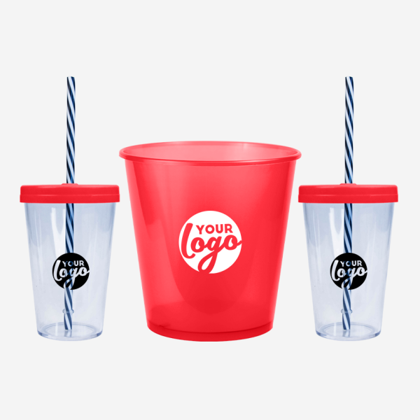 REF 1316 MOVIE NIGHT COMBO 1 POPCORN BUCKET X2 PS CANDY CUPS RED