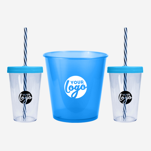 REF 1316 MOVIE NIGHT COMBO 1 POPCORN BUCKET X2 PS CANDY CUPS TURQUOISE