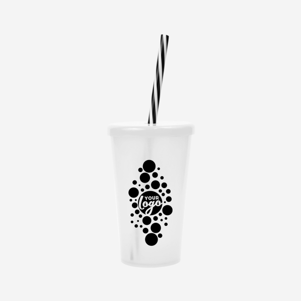 REF 1613 TUCAN TUMBLER W CANDY STRAW 250ML SILKSCREEN CLEAR