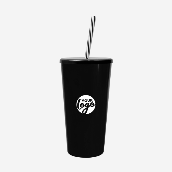 REF 1614 TUCAN TUMBLER WITH CAP CANDY STRAW 600ML SOLID BLACK