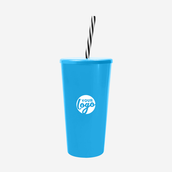 REF 1614 TUCAN TUMBLER WITH CAP CANDY STRAW 600ML SOLID CYAN