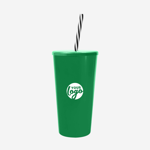 REF 1614 TUCAN TUMBLER WITH CAP CANDY STRAW 600ML SOLID EMERALD GREEN