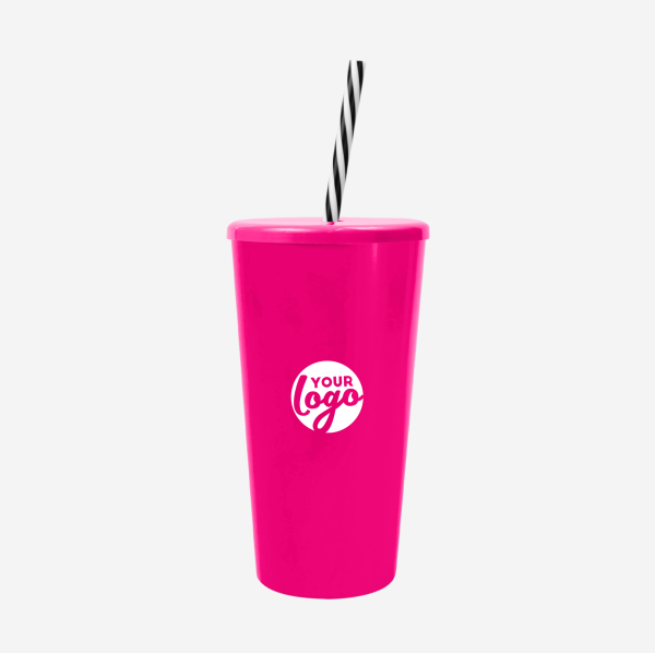 REF 1614 TUCAN TUMBLER WITH CAP CANDY STRAW 600ML SOLID MAGENTA