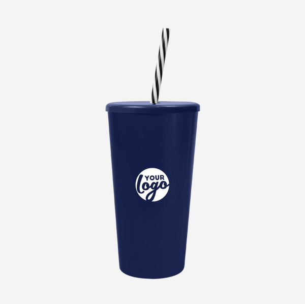 REF 1614 TUCAN TUMBLER WITH CAP CANDY STRAW 600ML SOLID NAVY BLUE