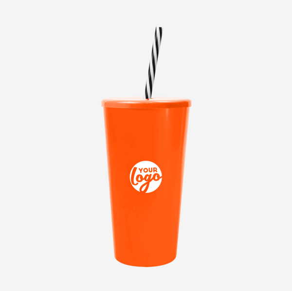 REF 1614 TUCAN TUMBLER WITH CAP CANDY STRAW 600ML SOLID ORANGE