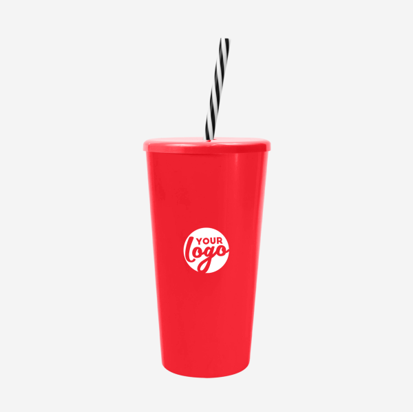 REF 1614 TUCAN TUMBLER WITH CAP CANDY STRAW 600ML SOLID RED