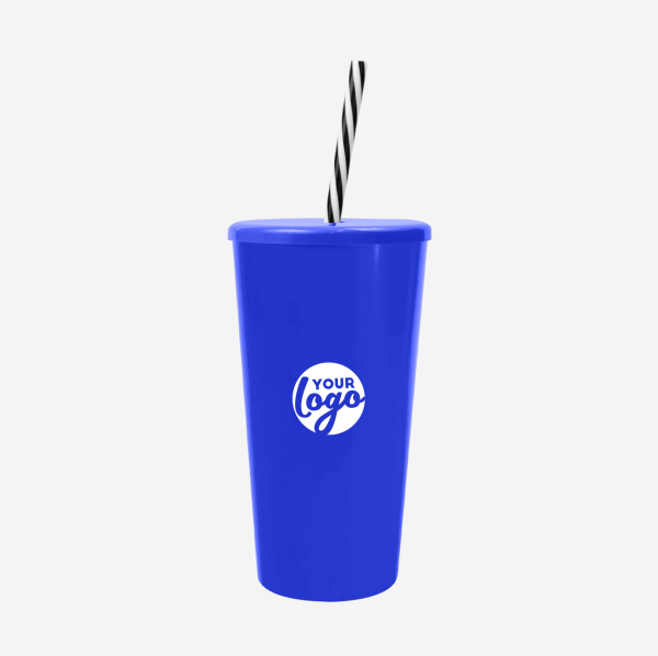 REF 1614 TUCAN TUMBLER WITH CAP CANDY STRAW 600ML SOLID ROYAL BLUE