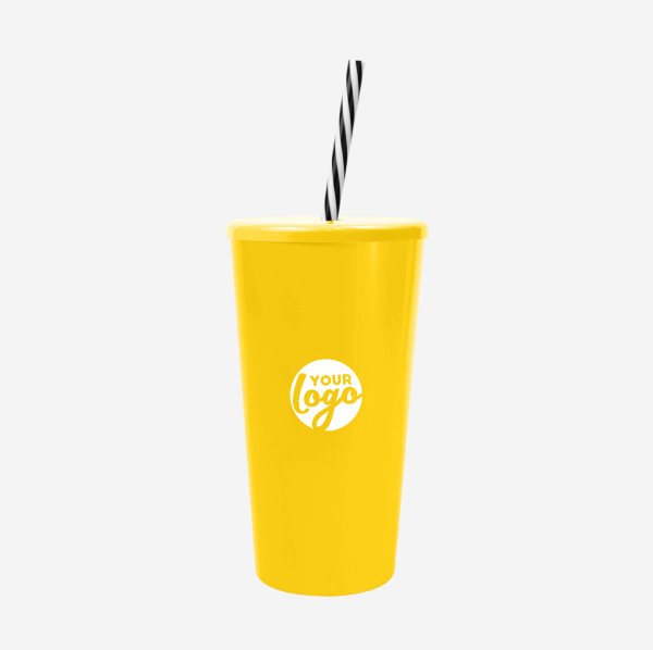 REF 1614 TUCAN TUMBLER WITH CAP CANDY STRAW 600ML SOLID YELLOW