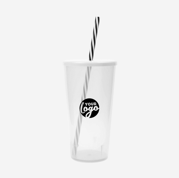 REF 1702 TUCAN TUMBLER WITH CAP CANDY STRAW 600ML CLEAR