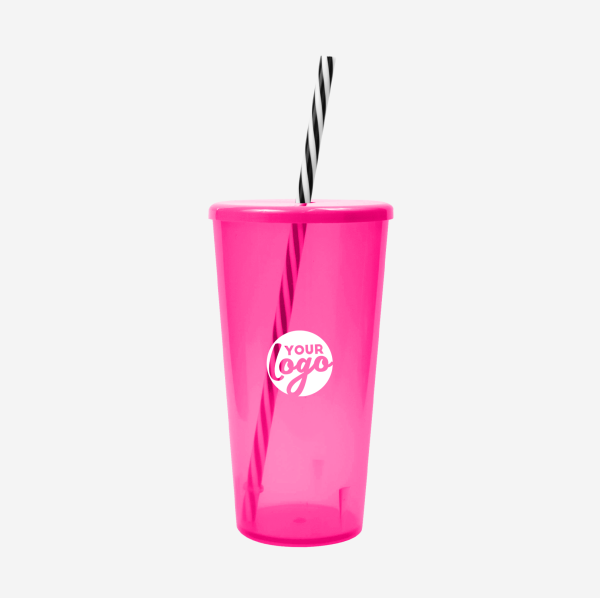 REF 1702 TUCAN TUMBLER WITH CAP CANDY STRAW 600ML CLEAR MAGENTA